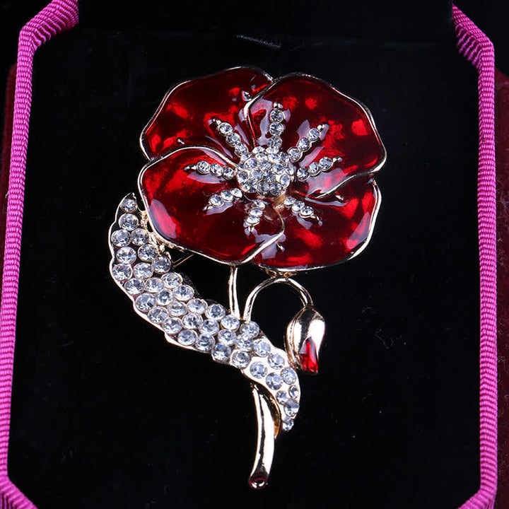 Spilla unisex con strass e papavero per il Memorial Day