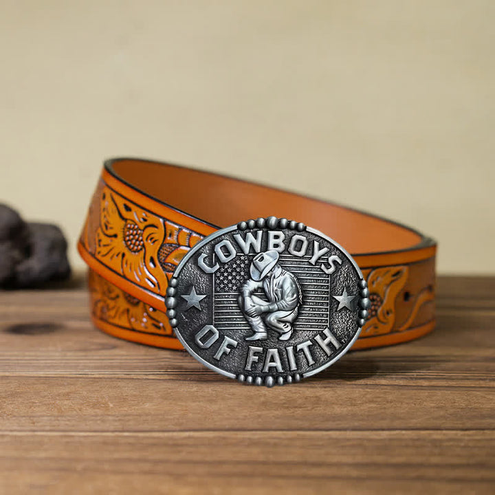 Cintura in pelle con fibbia "Cowboys Of Faith" fai da te da uomo
