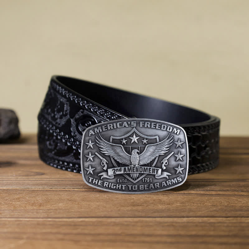 Cintura in pelle con fibbia America's Freedom Eagle fai da te da uomo