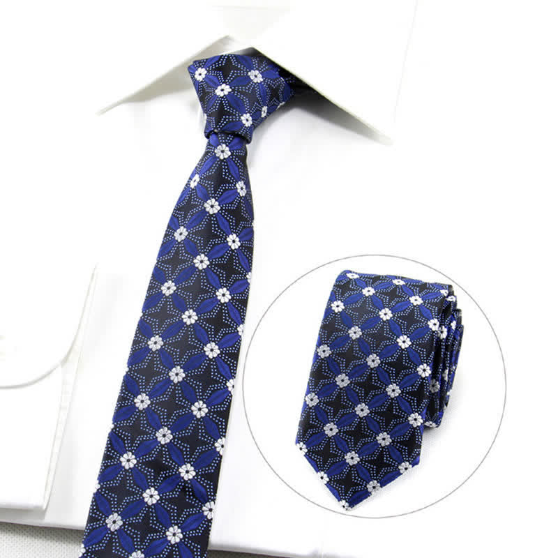 Cravatta geometrica con ricamo floreale da uomo