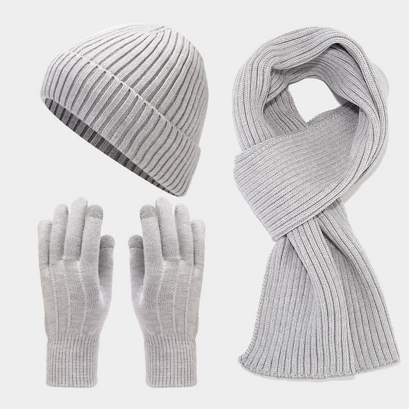 Set di 3 cappelli, sciarpe e guanti classici unisex versatili - Grigio chiaro - Regolabile (circa 21 5/8"-23 5/8") - image 20