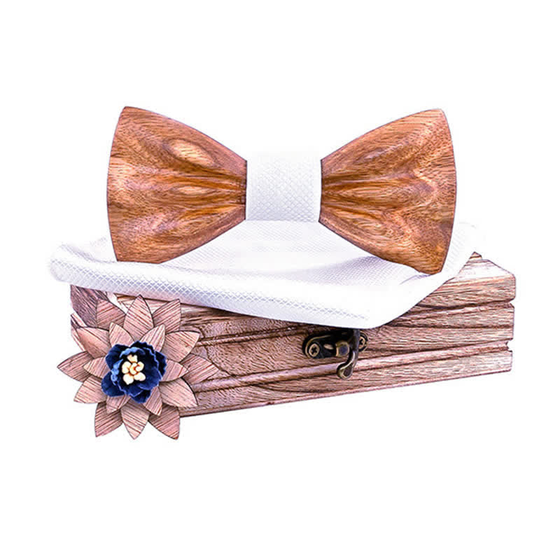 Set di 3 cravatte a farfalla in legno intagliate a mano da uomo - Zebra - Bianco - image 12