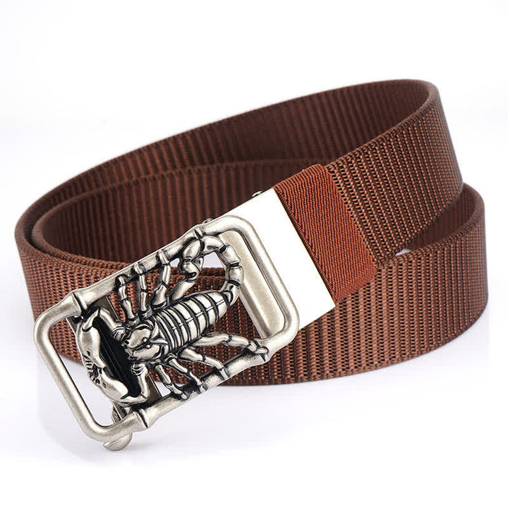 Cintura semplice in nylon con Scorpione Re da uomo - Marrone / Argento - 48" - image 21