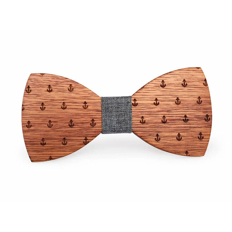 Papillon in legno con ancora da barca nautica da uomo - image 5