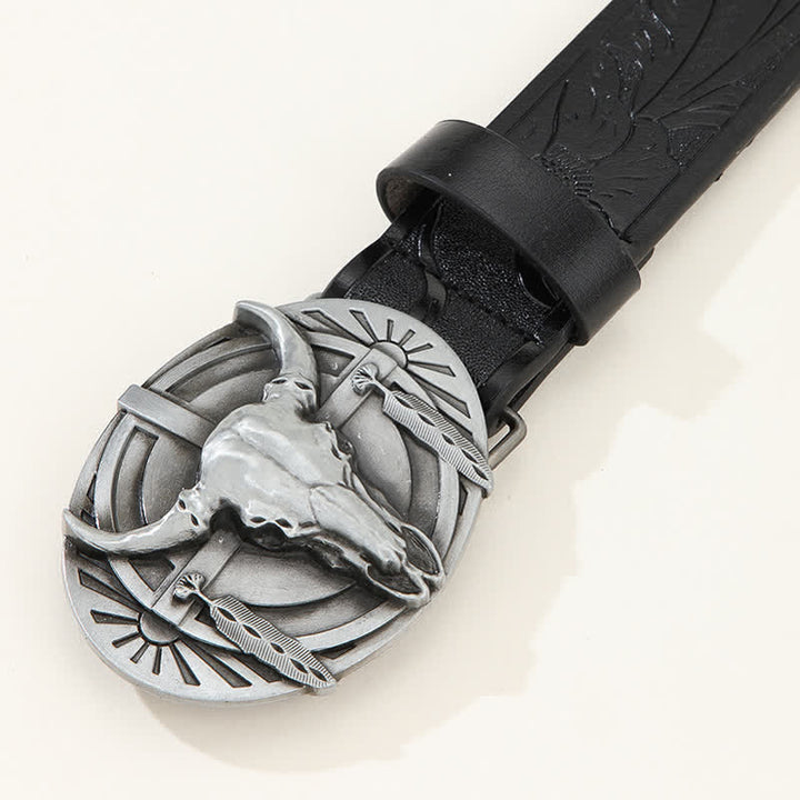 Cintura in pelle Mad Bull incisa da uomo