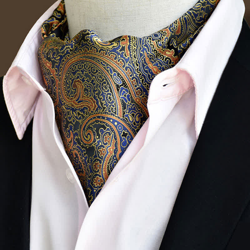 Cravatta Paisley Ascot floreale da uomo Goldenrod Leisure Prom - Verga d'oro - image 0