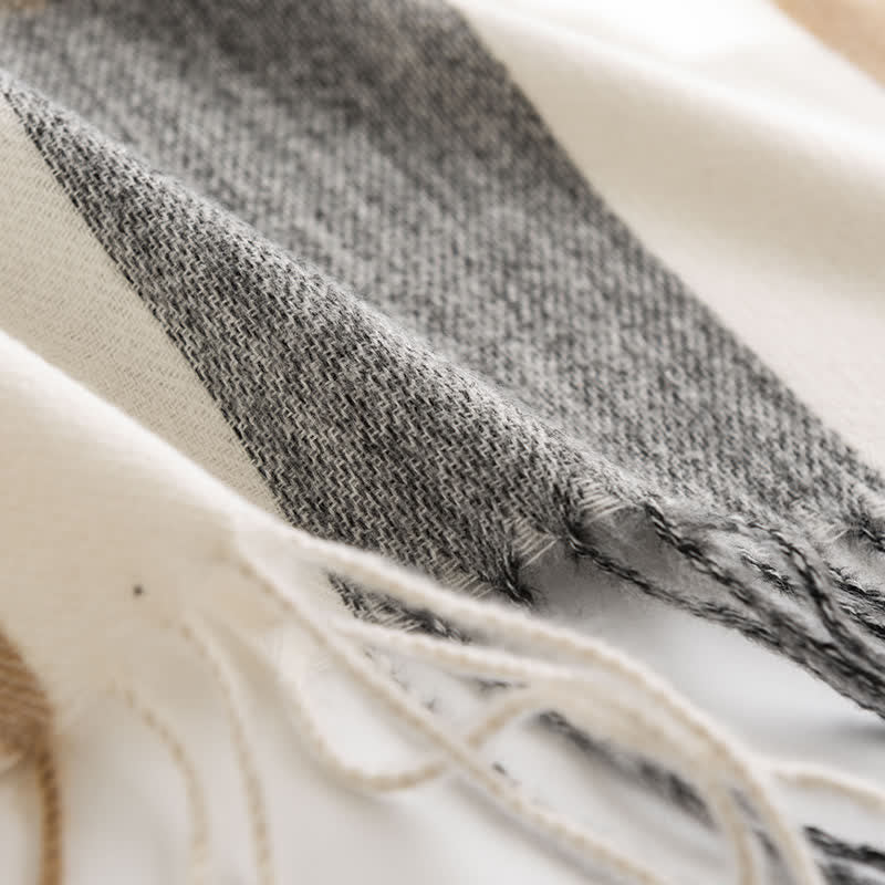 Sciarpa in cashmere imitazione a quadri di classe da donna - image 10