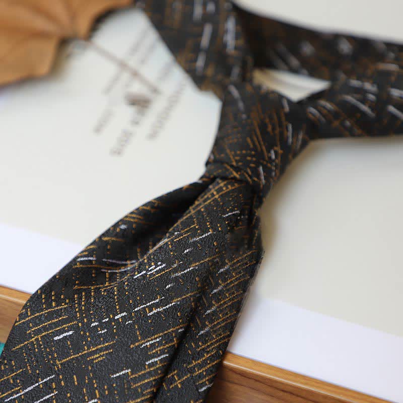 Cravatta da uomo con motivo Paisley a righe della serie Coffee Colors