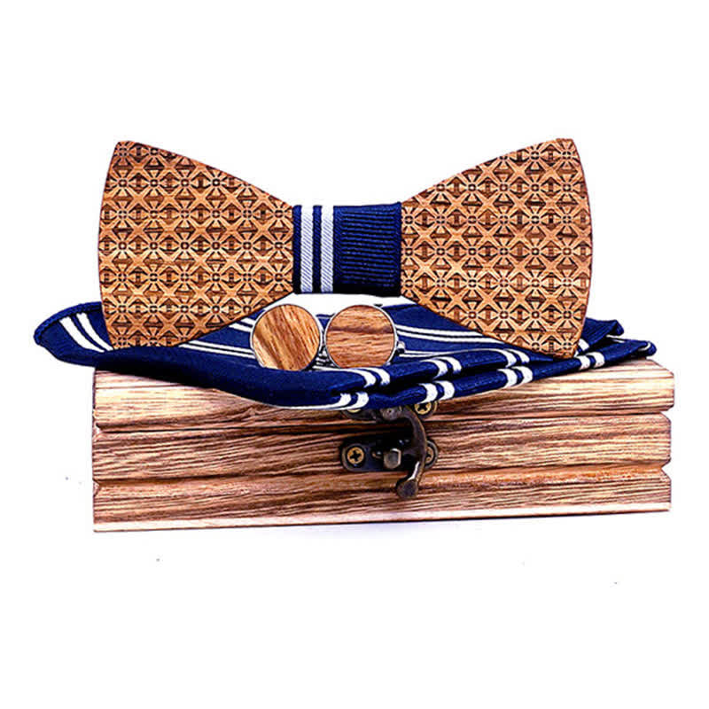 Set di 3 papillon in legno con fiocchi di neve di Natale da uomo