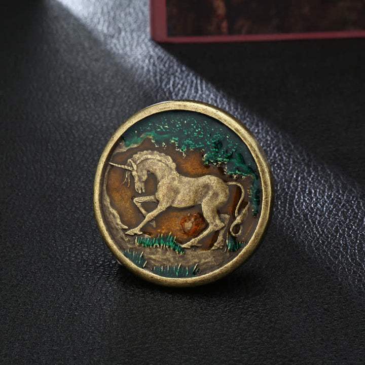 Cintura in pelle con fibbia in bronzo antico con unicorno mistico fai da te da uomo