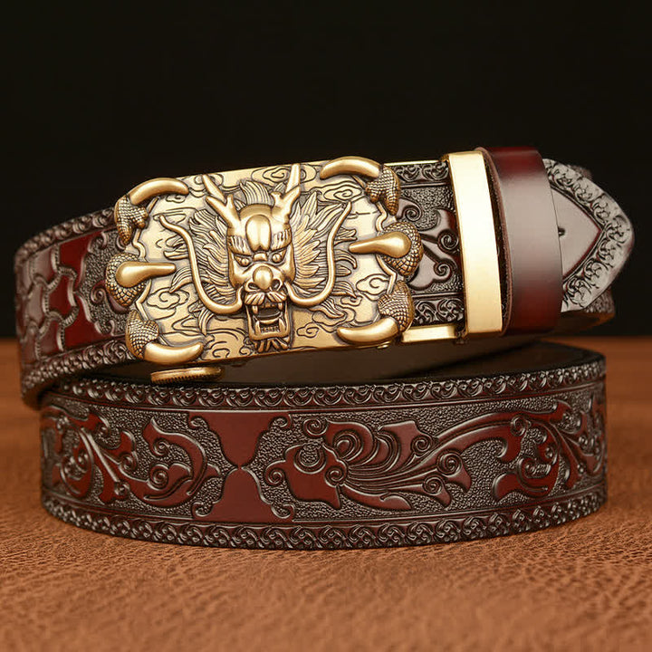 Cintura in pelle Mighty Dragon Claw da uomo - Oro e marrone - 46 - image 0