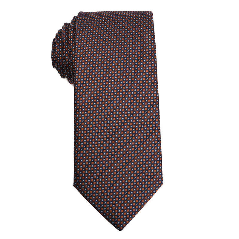 Cravatta da uomo con micro-quadri della serie Coffee Brown - Puntini - image 7