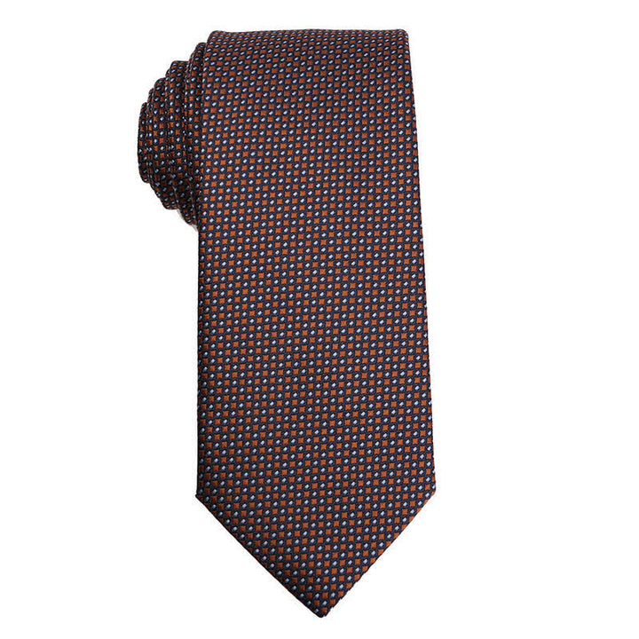 Cravatta da uomo con micro-quadri della serie Coffee Brown - Puntini - image 7