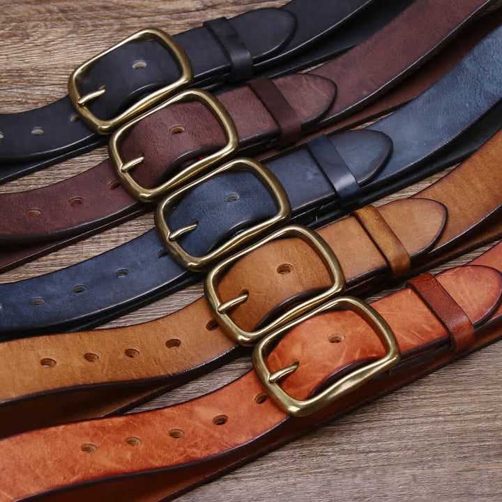Cintura da uomo vintage in pelle di vacchetta pura spessa