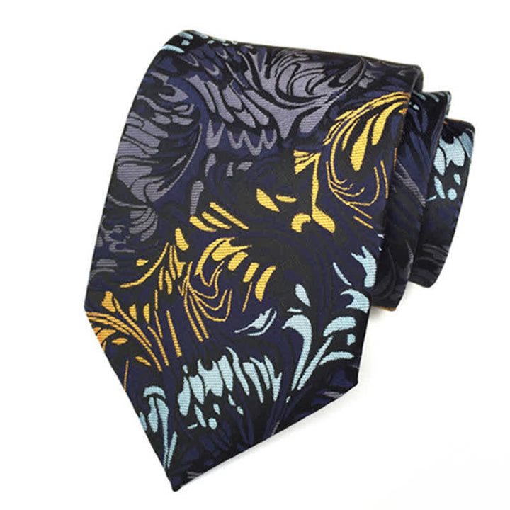 Cravatta da uomo con motivo a righe Paisley e fiori