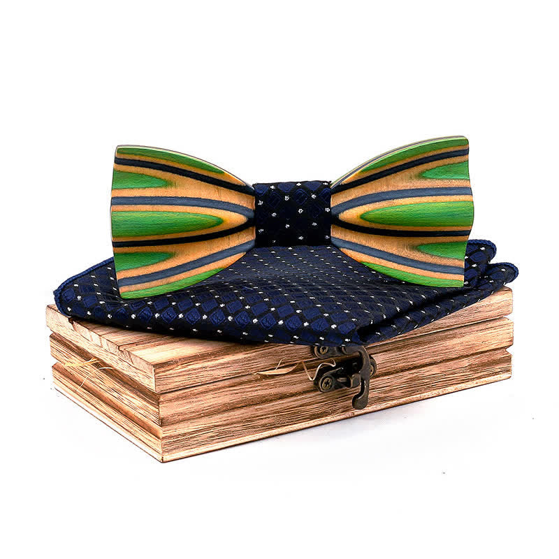 Set di 2 papillon in legno con incisione laser da uomo
