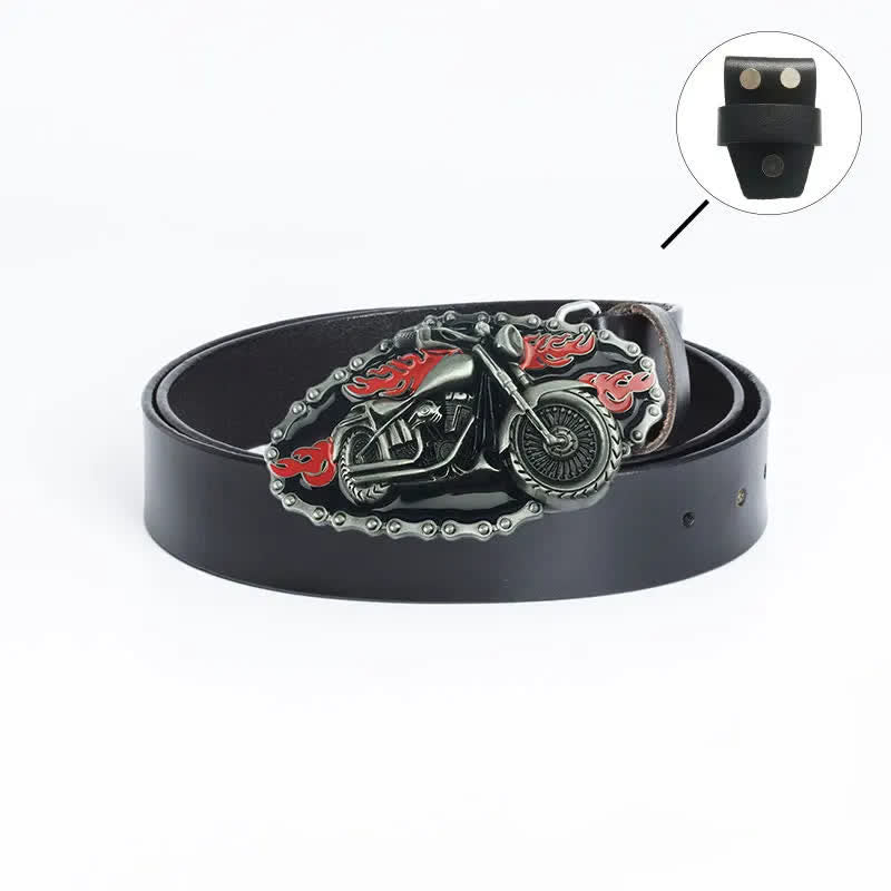 Cintura in pelle da motociclista punk da uomo - Maglietta in pelle - Nero / Nero - 46 - image 20