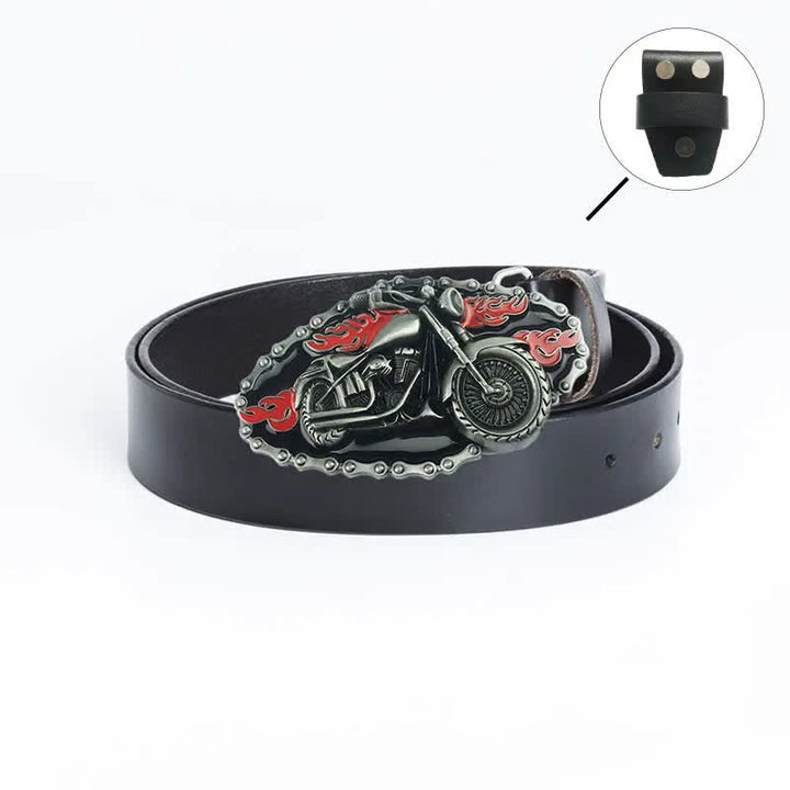 Cintura in pelle da motociclista punk da uomo - Maglietta in pelle - Nero / Nero - 46 - image 20