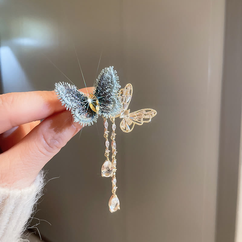 Spilla elegante con nappa a farfalla blu da donna