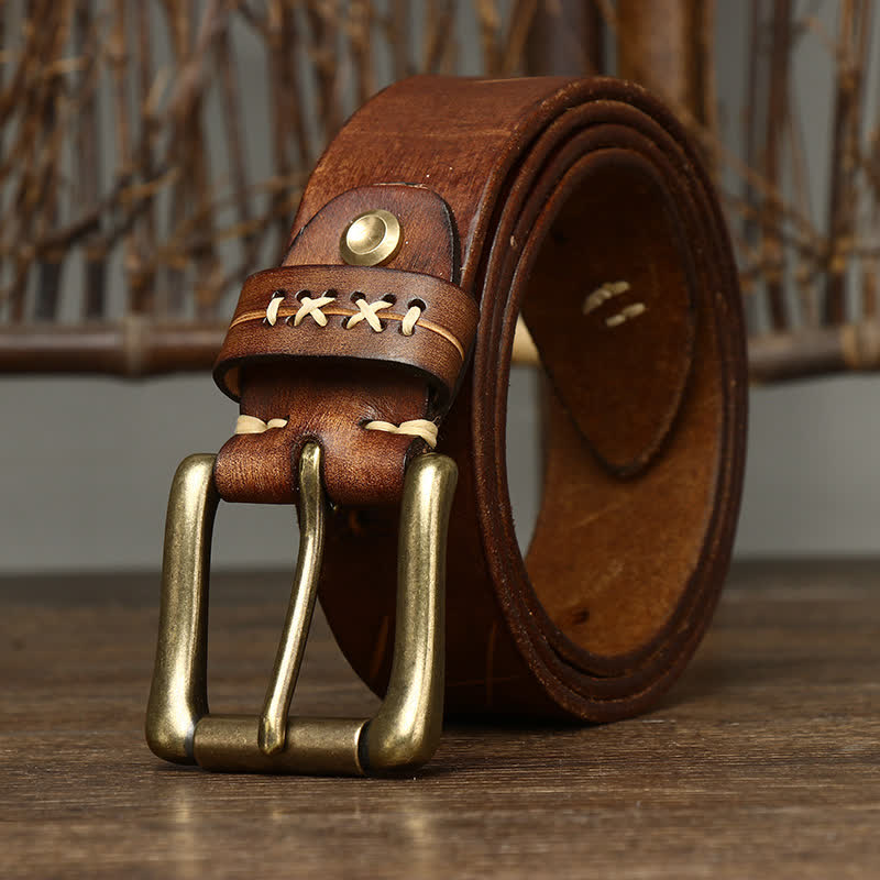 Cintura in pelle con intaglio elaborato vintage da uomo
