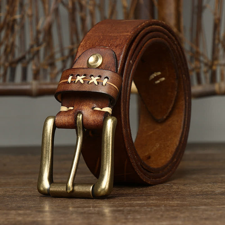 Cintura in pelle con intaglio elaborato vintage da uomo