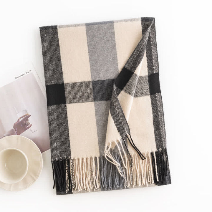 Sciarpa in cashmere imitazione a quadri di classe da donna