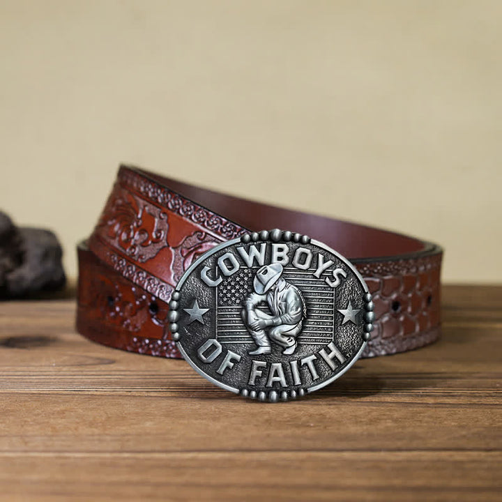 Cintura in pelle con fibbia "Cowboys Of Faith" fai da te da uomo