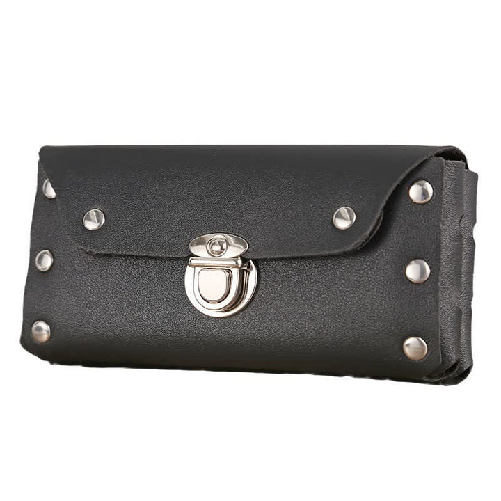Borsa da cintura in pelle universale per telefono con bottone decorativo a rivetto