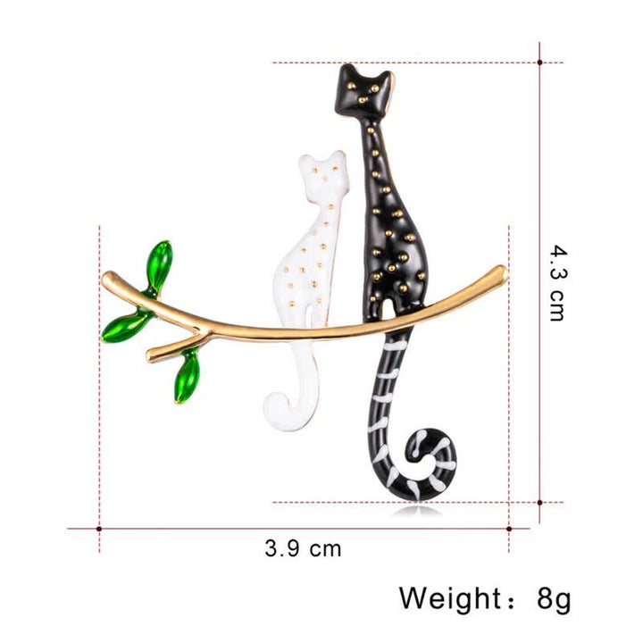 Spilla a forma di gatto a pois, da donna, con gattino pigro