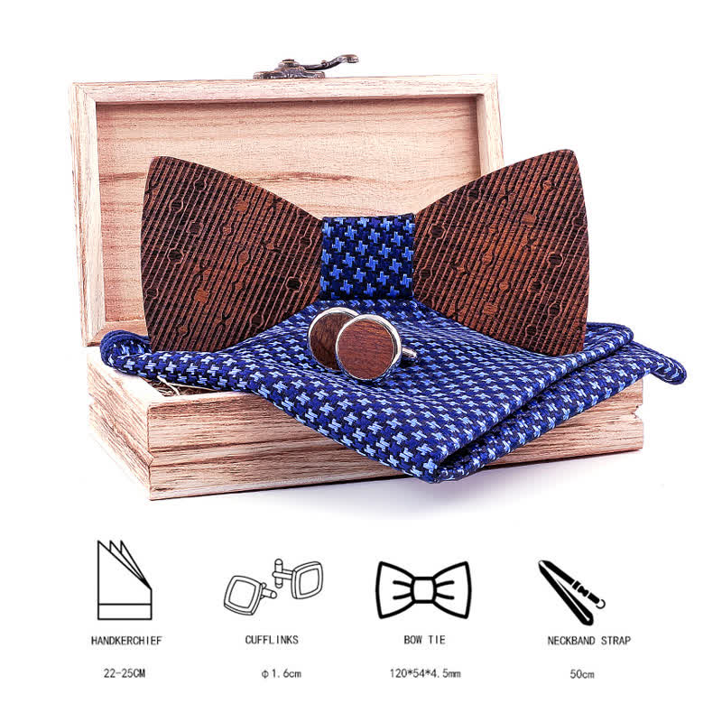 Set di 3 papillon in legno a forma di foglie cave da uomo