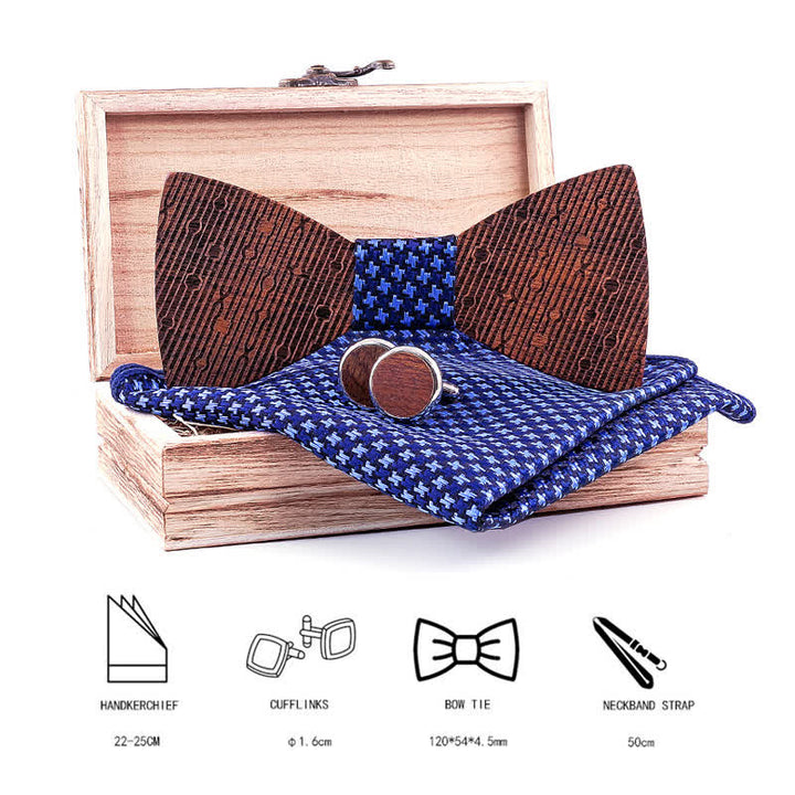 Set di 3 papillon in legno a forma di foglie cave da uomo
