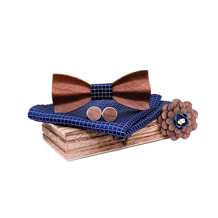 Set di 4 papillon in legno di noce nero da uomo