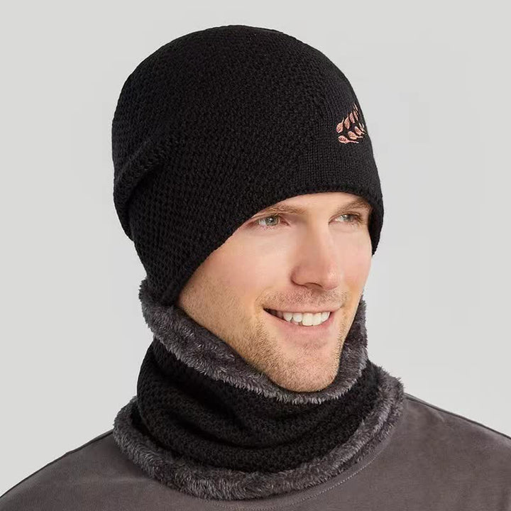 Set di 2 cappelli e scaldacollo con ricamo a forma di grano