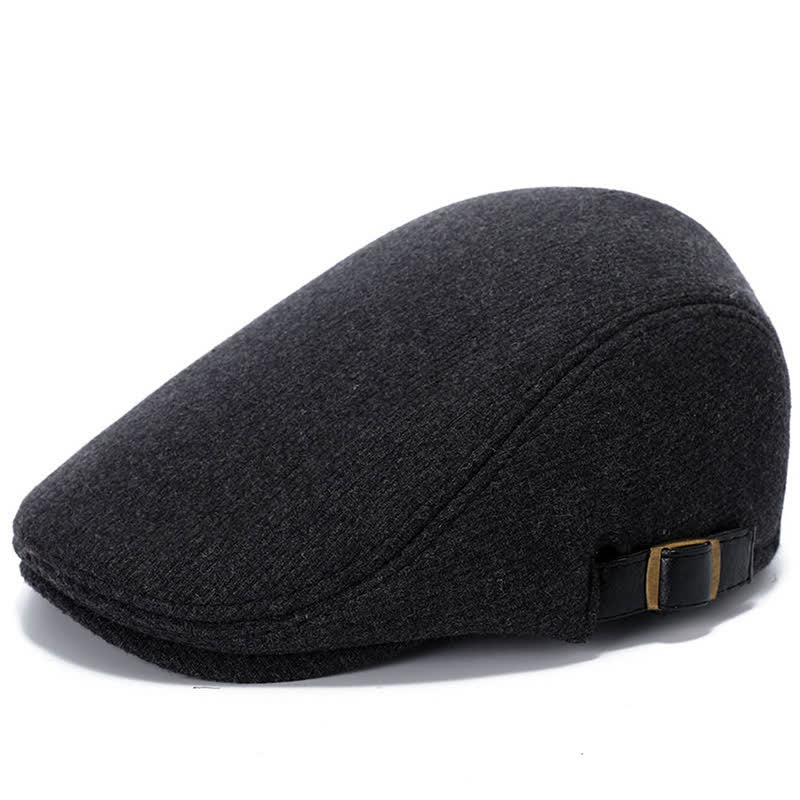 Berretto piatto con fibbia regolabile in pelle - Grigio solido - Regolabile (circa 22"-23 1/4") - image 8