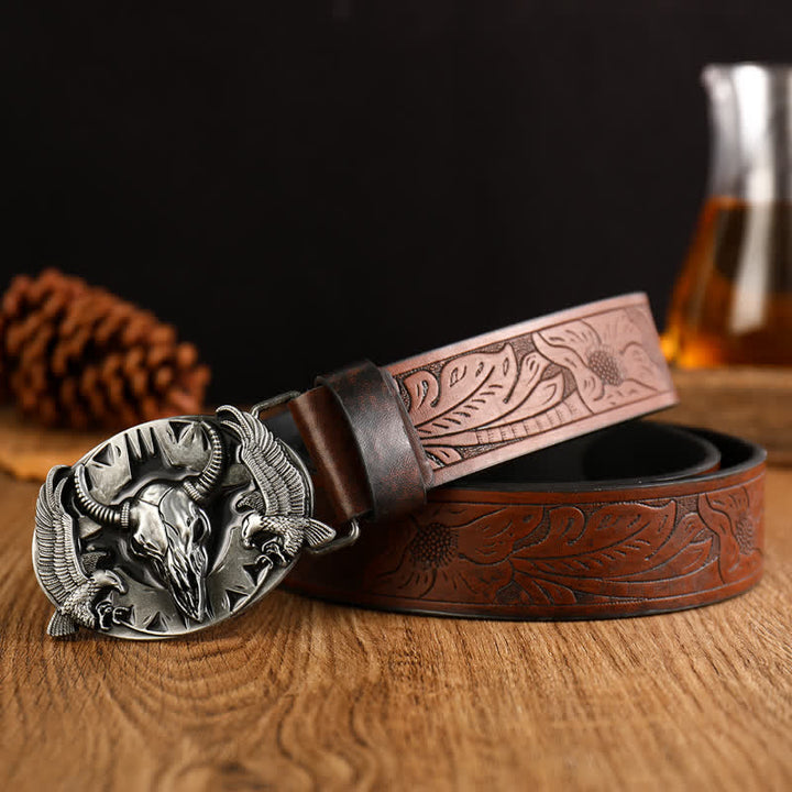 Cintura in pelle vintage Bull & Dual Eagles da uomo - Stile n. 4 - 42 - image 10