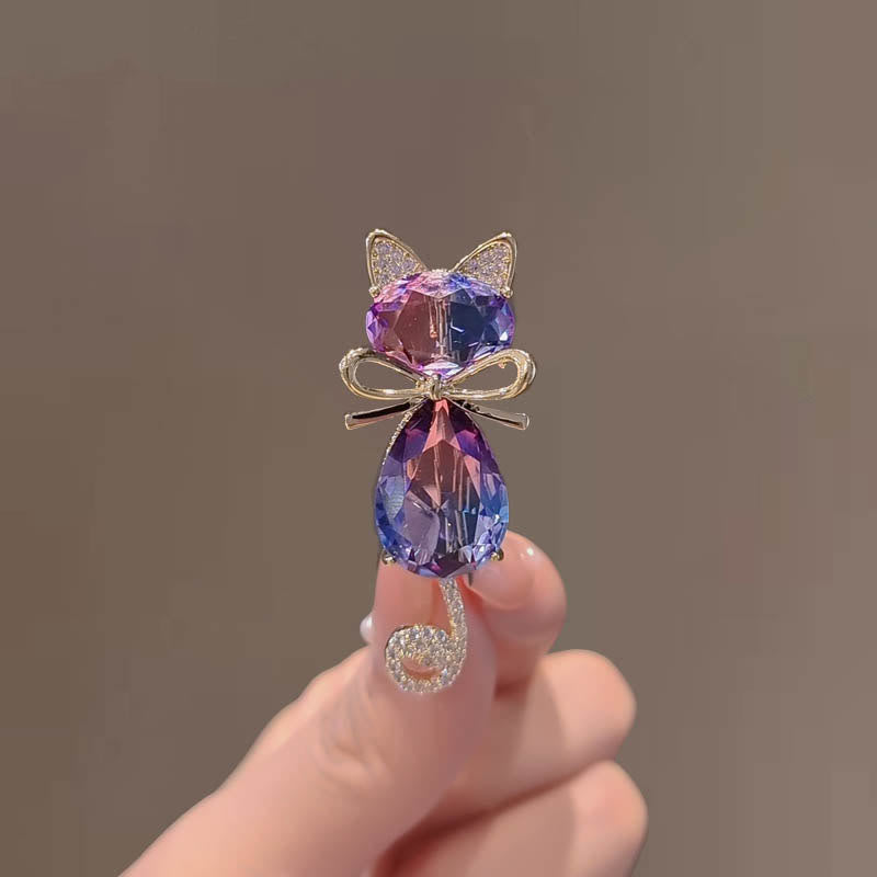 Spilla con strass a forma di gattino carino da donna