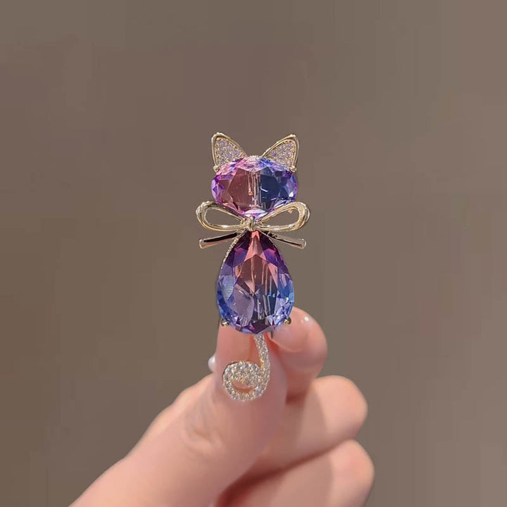 Spilla con strass a forma di gattino carino da donna