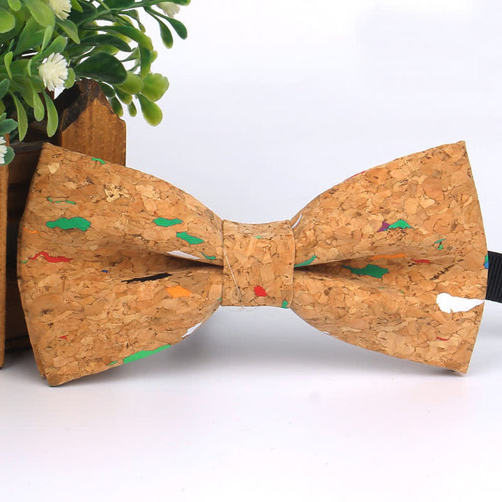 Papillon multicolore con stampa geometrica effetto legno da uomo