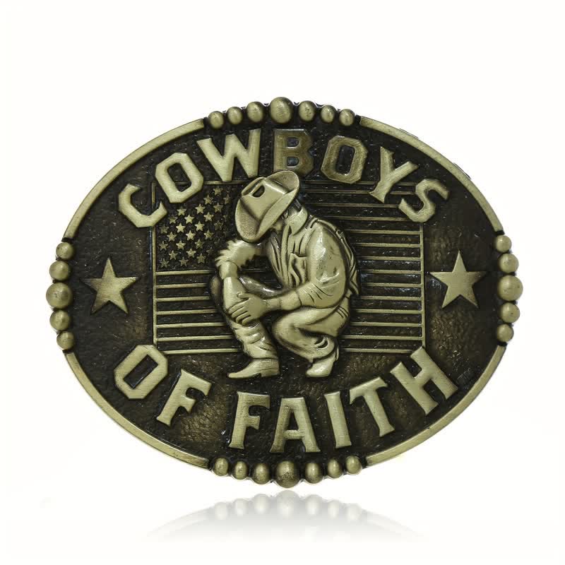 Cintura in pelle con fibbia "Cowboys Of Faith" fai da te da uomo