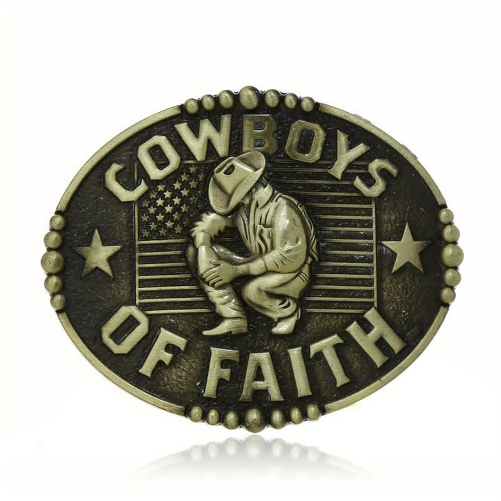 Cintura in pelle con fibbia "Cowboys Of Faith" fai da te da uomo