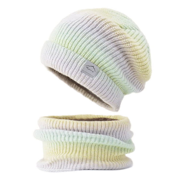 Set di 2 cappelli e sciarpe elastici con gradiente di colore