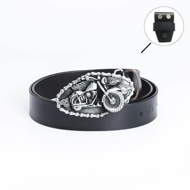 Cintura in pelle da motociclista punk da uomo - Maglietta in pelle - Nero / Argento - 46 - image 2