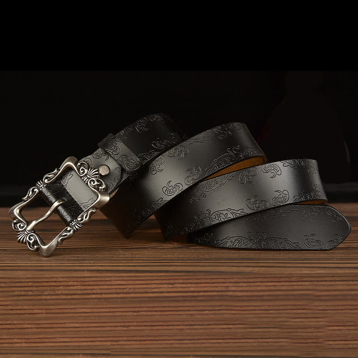 Cintura decorativa in pelle floreale retrò da donna