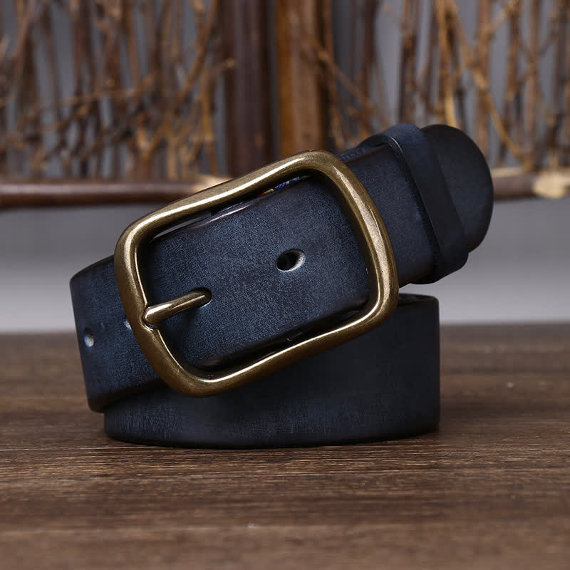 Cintura da uomo vintage in pelle di vacchetta pura spessa
