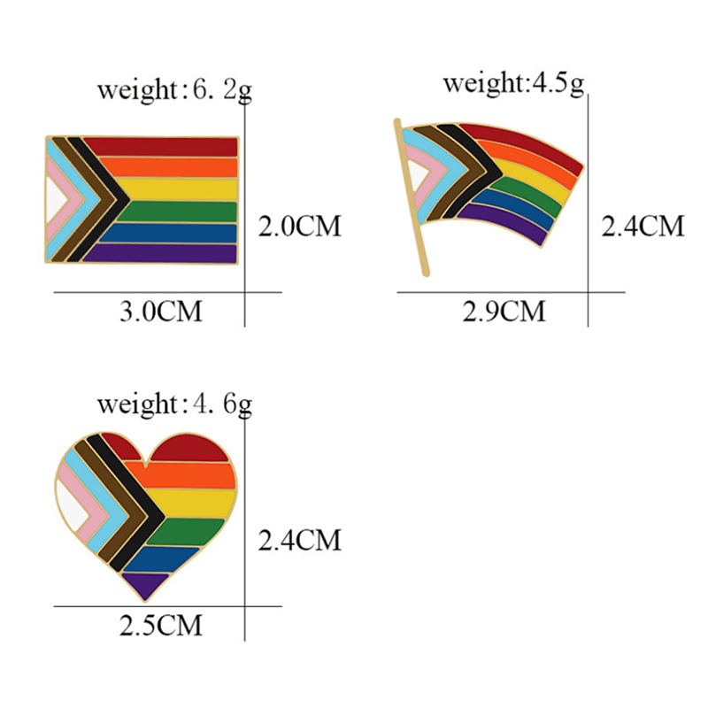 Spilla con bandiera arcobaleno "Show Your Pride" da 3 pezzi