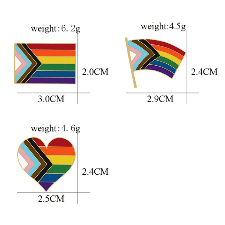 Spilla con bandiera arcobaleno "Show Your Pride" da 3 pezzi