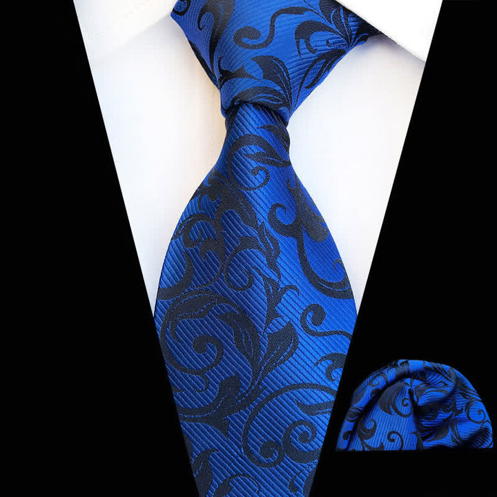 Set di 2 cravatte floreali con motivo a vortice vegetale da uomo - Blu - image 8