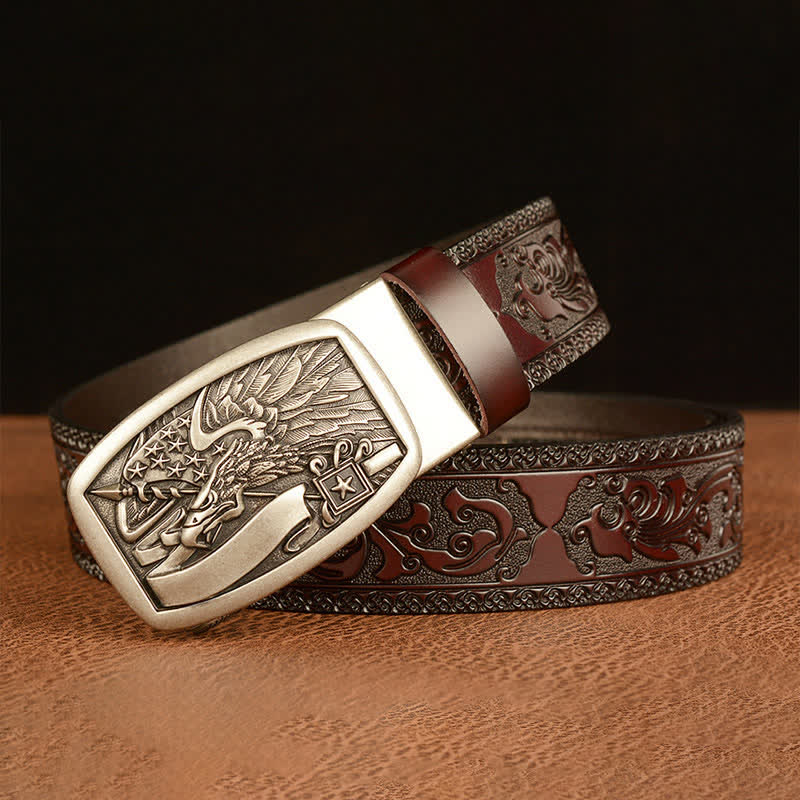 Cintura in pelle con bandiera americana e aquila da uomo - image 13