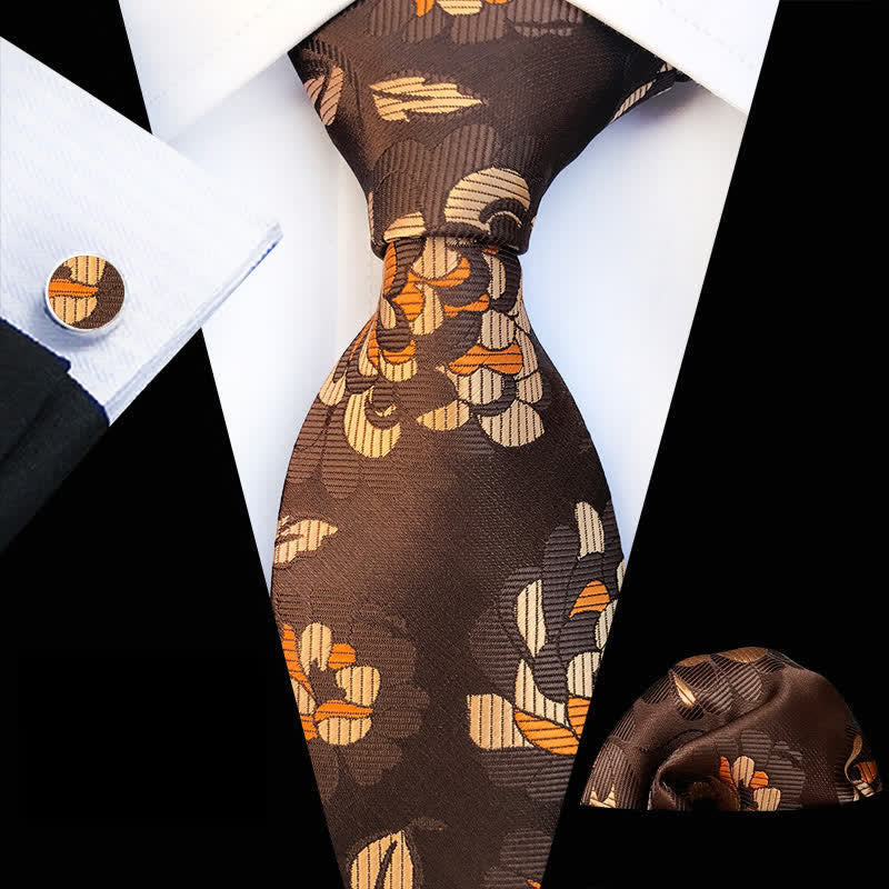 Set di 3 cravatte floreali da uomo con motivo crisantemo
