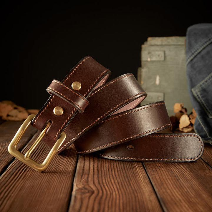 Cintura in pelle con fibbia a un ardiglione vintage da uomo